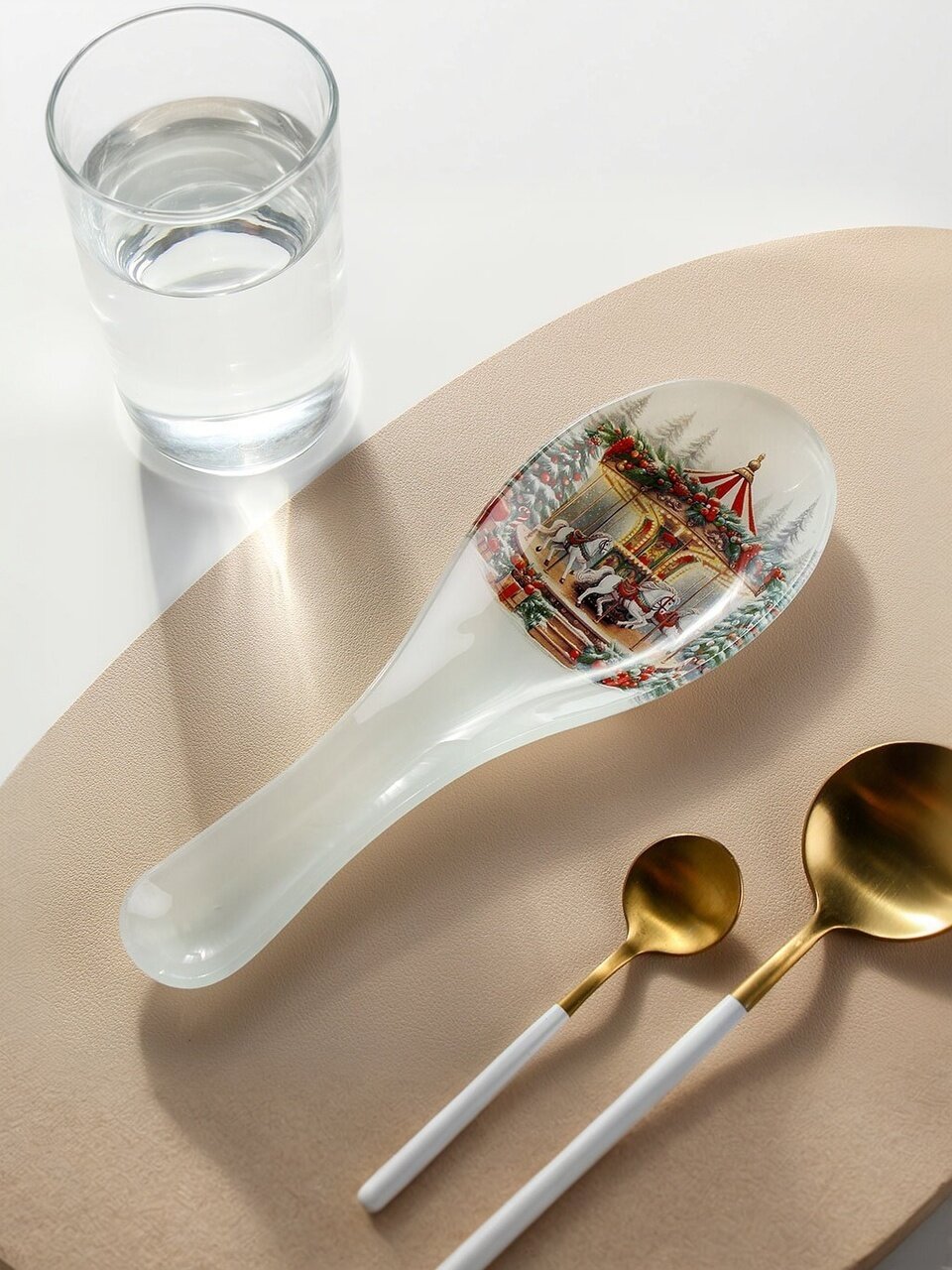 Подставка для ложки, стекло, фигурная, 8х23.5 см, Daniks, Символ года 2026 Карусель