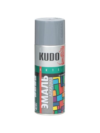 Эмаль аэрозольная, KUDO, универсальная, алкидная, глянцевая, темно-серая, 520 мл, KU-1016