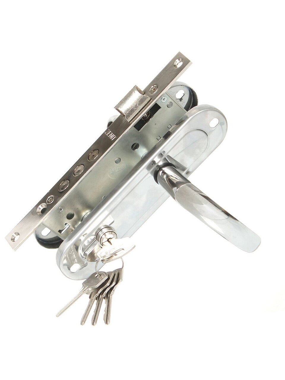 Замок врезной Зенит, ЗВ4-85.3-02, БП-00009800, ручка в комплекте, цилиндровый, хром