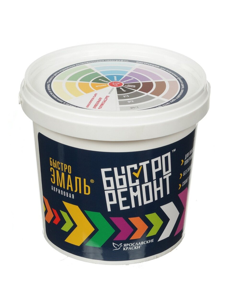 Эмаль Ярославские Краски, Быстроэмаль, быстросохнущая, акриловая, шелковисто-матовая, белая, 0.9 кг