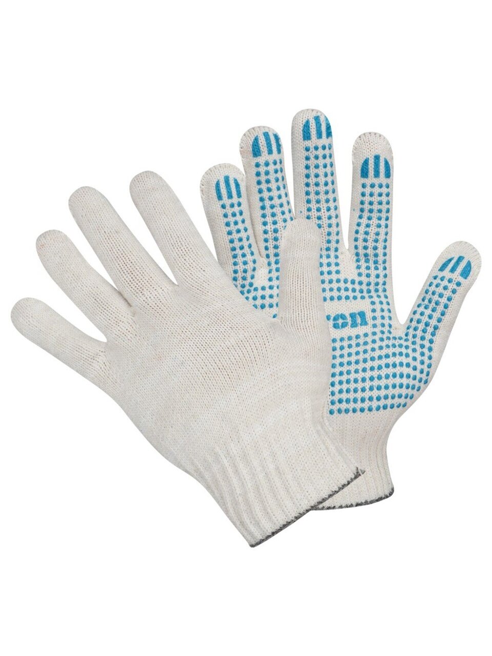 Перчатки х/б, ПВХ покрытие, точка, 10 класс вязки, 6 нитей, белая основа, Fiberon, европодвес
