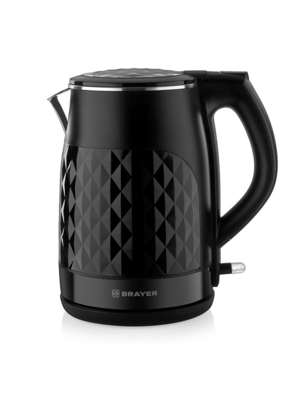 Чайник электрический Brayer, 1043BR-BK, 1.5 л, 2200 Вт, скрытый нагревательный элемент, нержавеющая сталь, пластик
