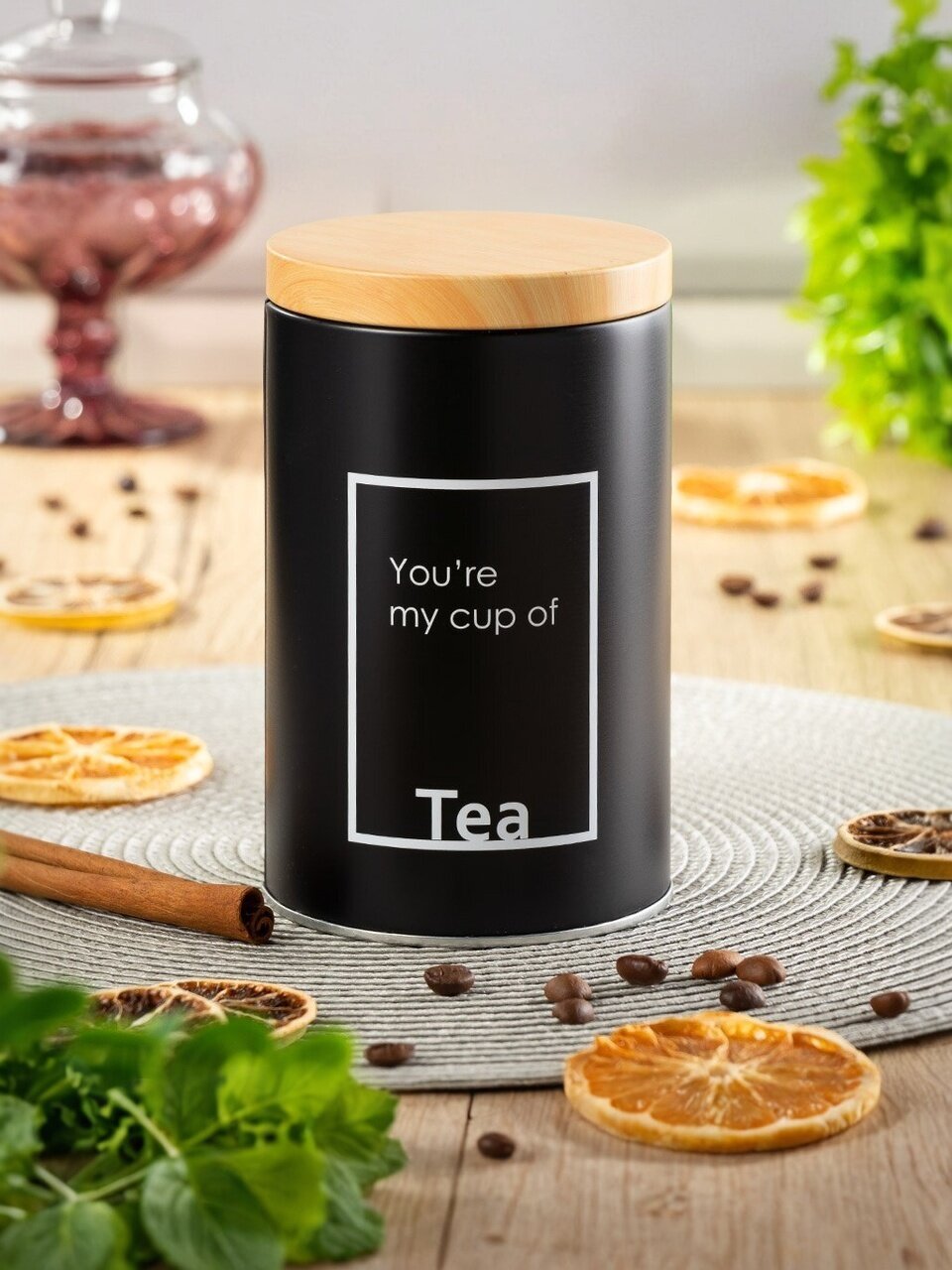 Банка для сыпучих продуктов, металл, 0.8 л, 9х14.5 см, с крышкой, Чай, Y4-5659