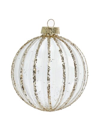 Елочный шар Грани, прозрачный, золото, 10 см, стекло, F010021