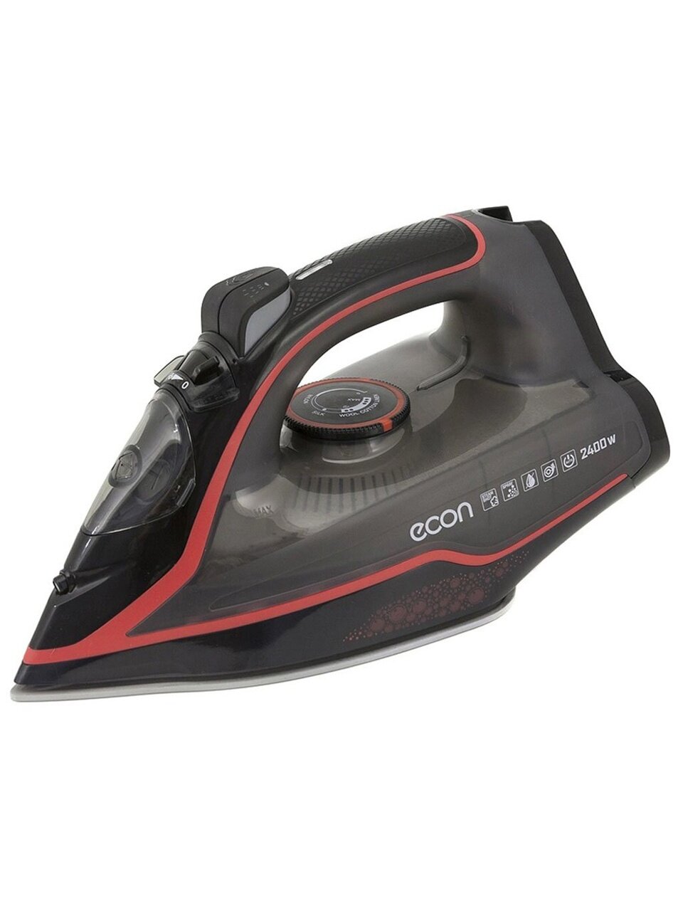 Утюг Econ, ECO-BI2405, 2400 Вт, керамика, вертикальное отпаривание, 1.9 м, черный,красный