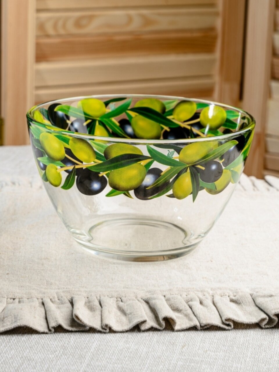 Салатник стекло, круглый, 19х11 см, 1.5 л, Оливки, Декостек, 326/1-Д
