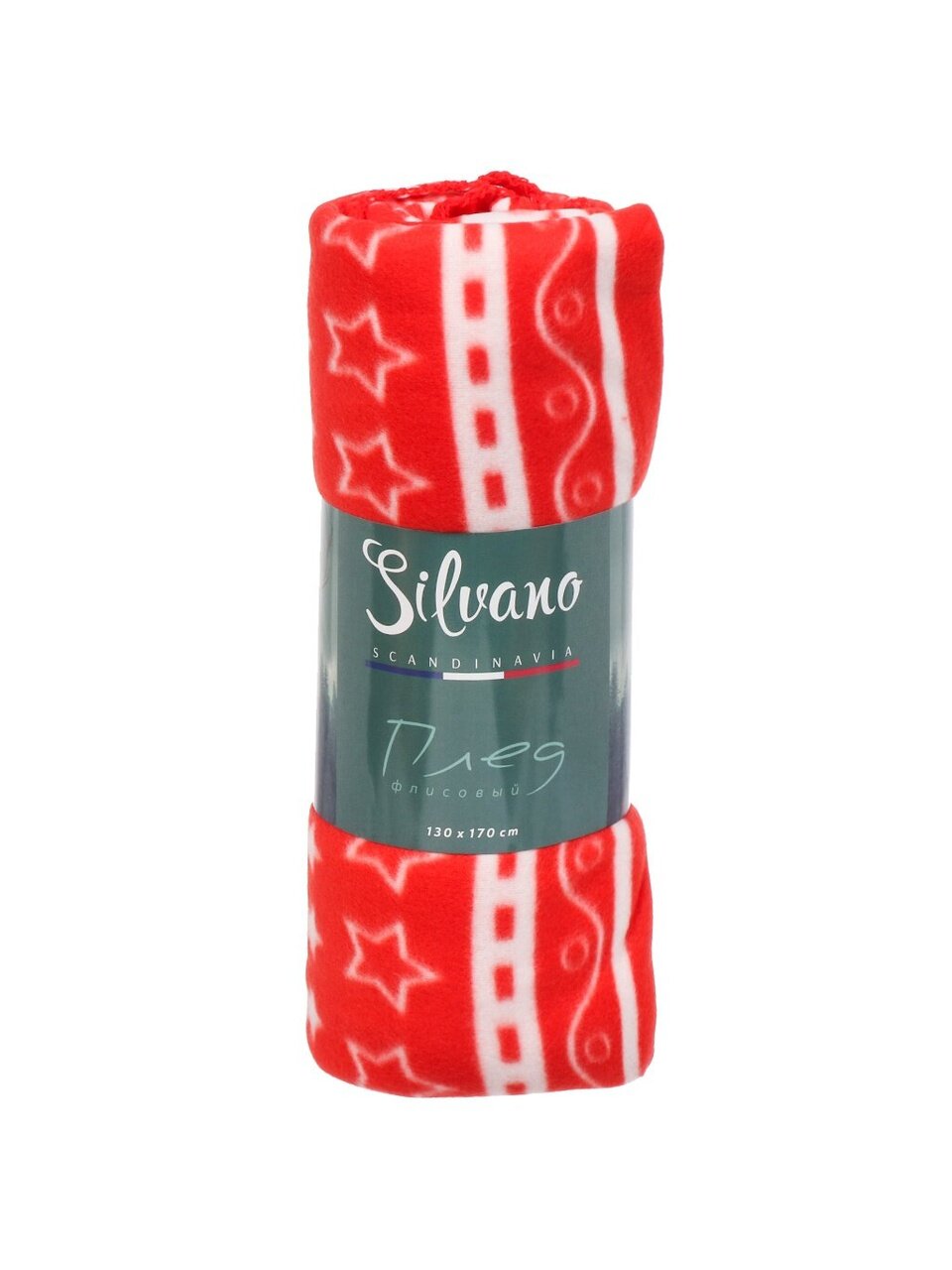 Плед 1.5-спальный, 130х170 см, флис, 100% полиэстер, Silvano, Волшебная скандинавия, красный