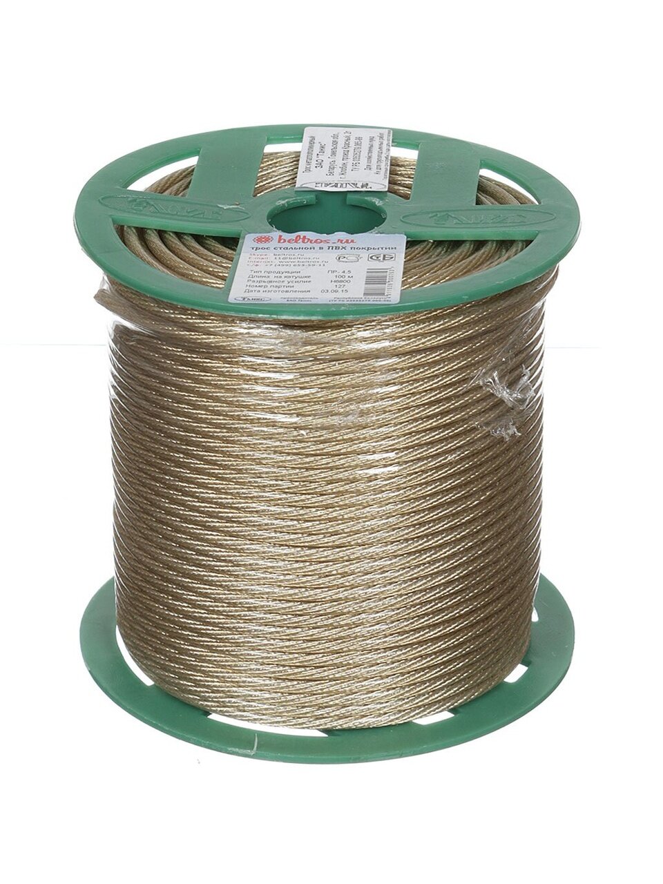 Трос диаметр 4.5 мм, металлополимер, 100 м