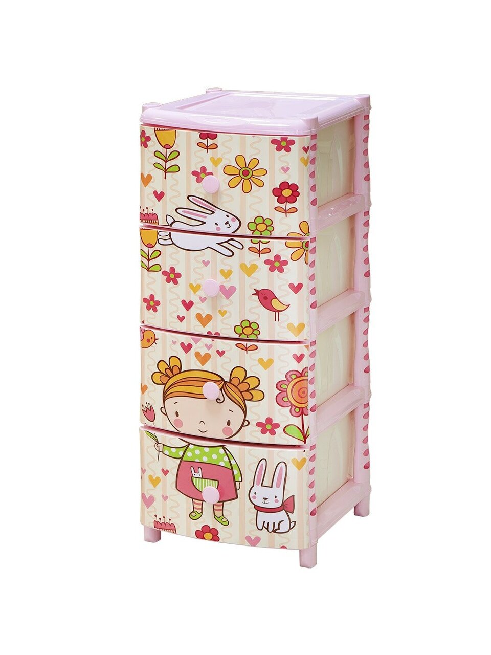 Комод детский 4 ящика, Девочка, 40х47х98 см, Элластик-Пласт