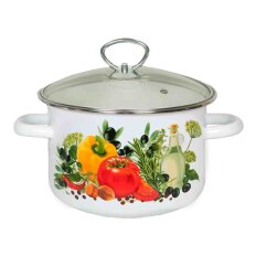 Кастрюля эмалированная сталь, 3 л, с крышкой, крышка стекло, цилиндр, СтальЭмаль, Европейская кухня, 1RD181SP Кастрюля эмалированная сталь, 3 л, с крышкой, крышка стекло, цилиндр, СтальЭмаль, Европейская кухня, 1RD181SP