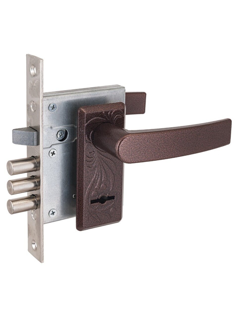 Замок врезной Просам, ЗВ 9-8/13, 84 301, НР-002 Ш 74500, ручка в комплекте, сувальдный, 4417, антик медь