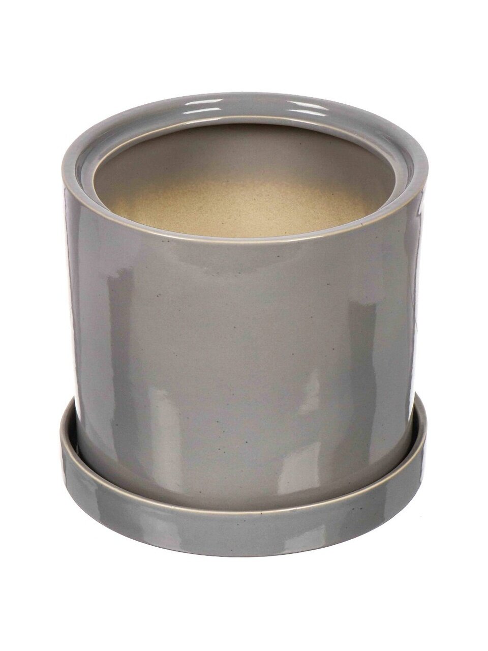Горшок керамика, 21.5х21 см, для цветов, светло-серый, Лидер №1, 4082