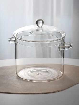Кастрюля стекло, 3 л, для СВЧ, духовок и электрических плит, B150081, прозрачная
