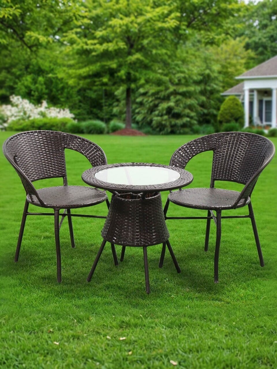 Мебель садовая Эльвира нео, стол, 60х60х60 см, 2 стула, 110 кг, полиэтилен, металл, Y9-291