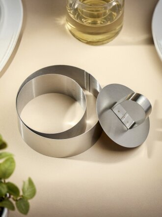 Форма кулинарная с крышкой-прессом, 8х4 см, 10х4 см, 3 предмета, нержавеющая сталь, Y4-6449