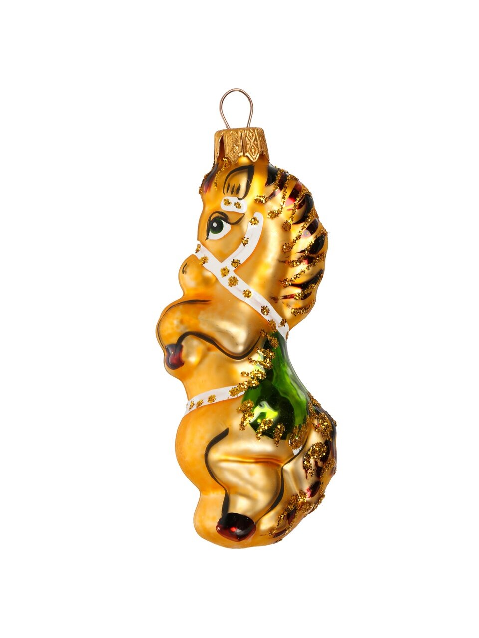 Елочное украшение Веселая лошадка, 10 см, стекло, ФУ-452