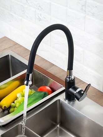 Смеситель для кухни, Frap, гибкий излив, с картриджем, черный, F4042