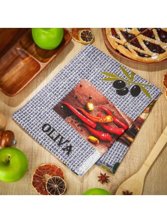 Полотенце кухонное вафельное, 45х60 см, 100% хлопок, Олива, Россия