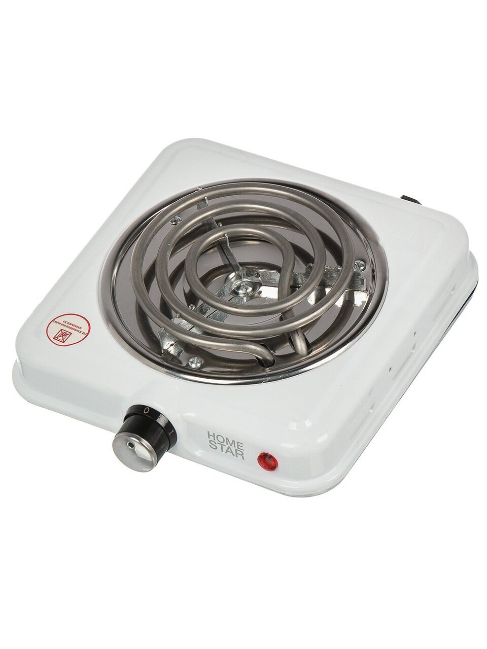Плита электрическая Homestar, HS-1107, 1000 Вт, 1 конфорка, спираль, эмаль, механическая, переключатель поворотный, белая