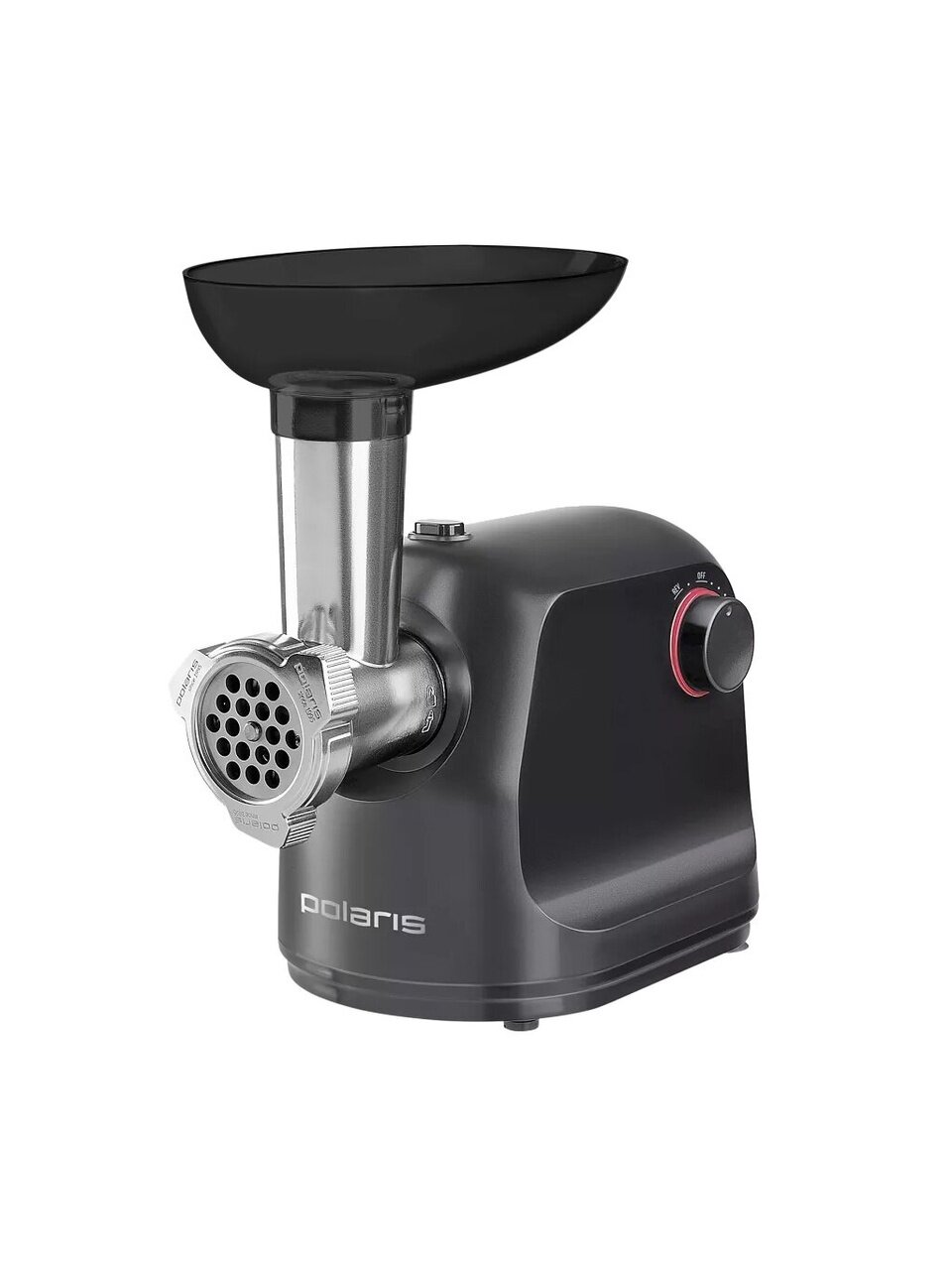 Мясорубка электрическая Polaris, PMG 1873 Rus, 1600 Вт, реверс, 1.8 кг/мин, пластик, 2 насадки, серая