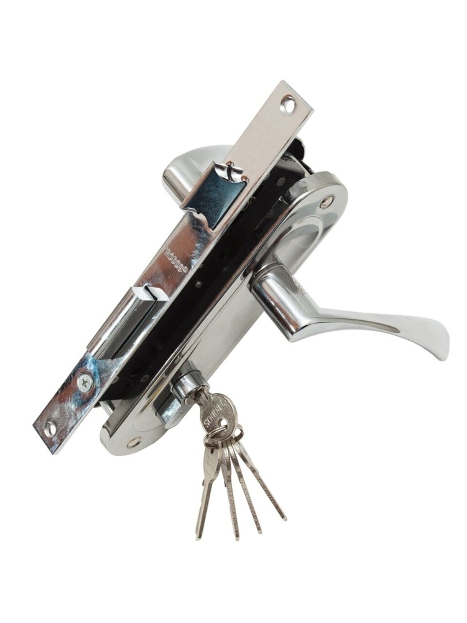 Замок врезной Trodos, 70-L/76 CP, 202096, ручка в комплекте, цилиндровый, хром