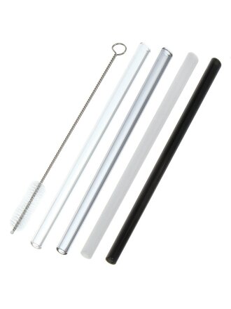 Трубочка для коктейля 1 ершик, стекло, 0,8х20 см, 4 шт, разноцветная, Y4-7297