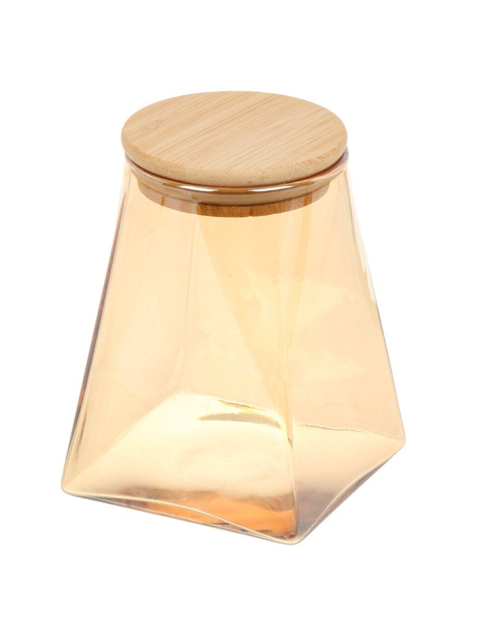 Банка для сыпучих продуктов, стекло, 0.55 л, 9.6х9.6х13.2 см, с крышкой, Barouge, Мед, BТ-001
