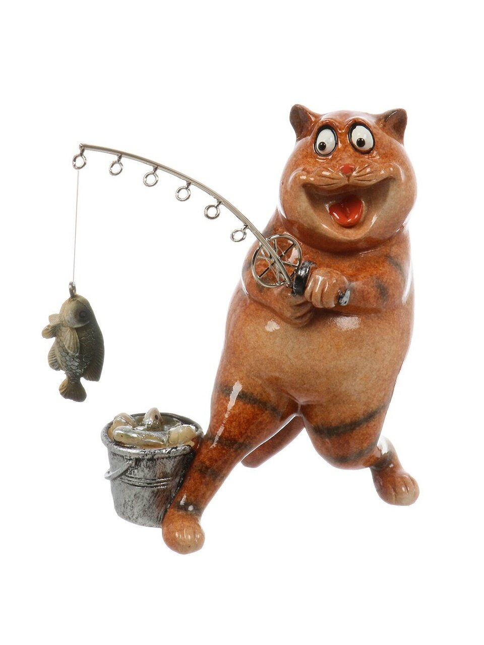 Фигурка декоративная полистоун, Кот-рыбак, 15х10.5х14.5 см, A020284