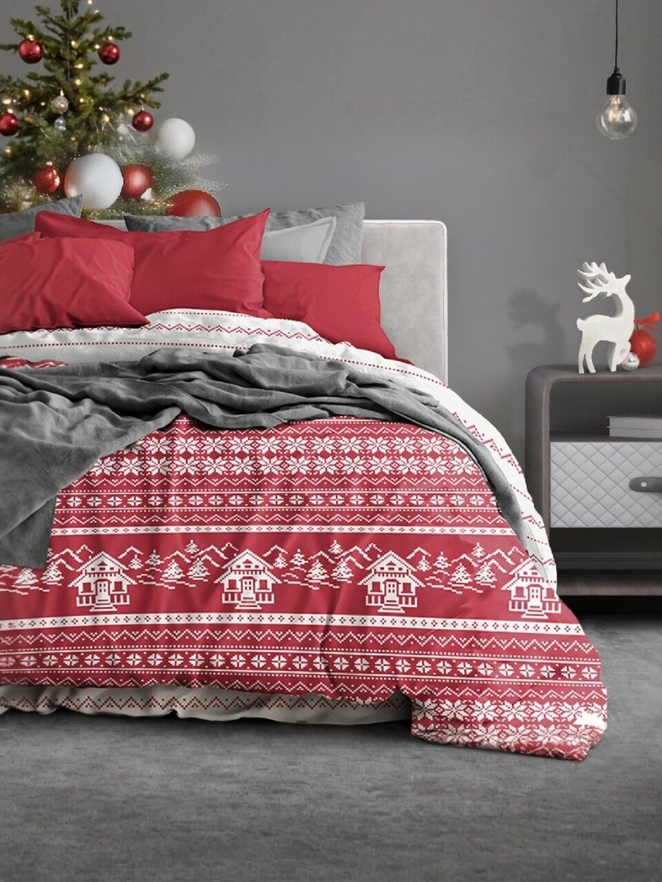 Постельное белье 2-спальное, простыня 180х216 см, 2 наволочки 50х70 см, пододеяльник 175х215 см, ART for Home, полисатин, Norway