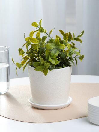 Горшок керамика, 0.65 л, 12х11 см, белый, Перл №2, 022443