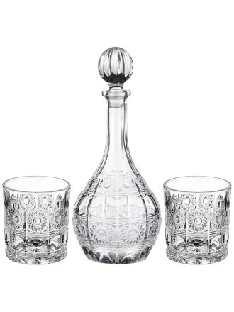 Набор для виски 3 предмета, стекло, штоф + 2 Стакана 950/300 мл, Lefard, Muza Crystal, 195-188