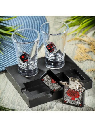 Стопка стекло, 60 мл, 2 шт, Непробиваемые, 6384648, с кубиком, зажигалка, на подставке