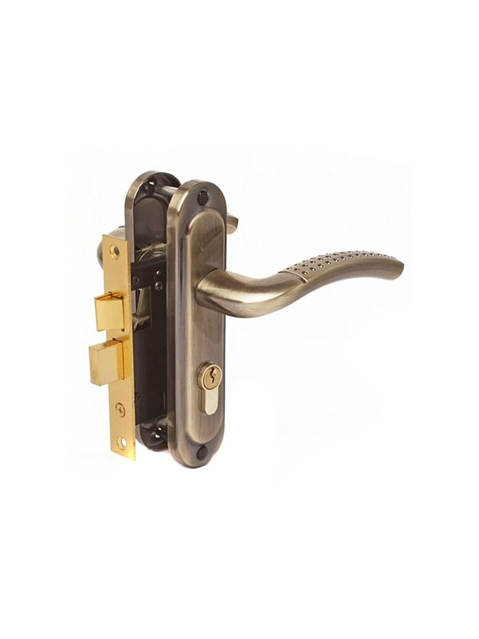 Замок врезной Avers, 0827/60-АB, 17208, ручка в комплекте, цилиндровый, бронзовый