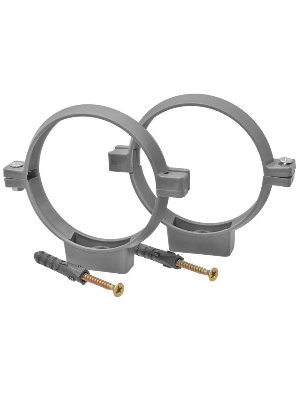 Хомут для крепления трубы, 4", пластик, 2 шт, со шпилькой и дюбелем, индивидуальная упаковка, MasterProf, ИС.130169