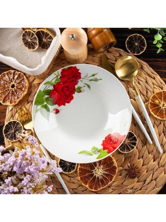 Тарелка суповая, керамика, 20 см, 0.5 л, круглая, Алая роза, Daniks, 19-291#