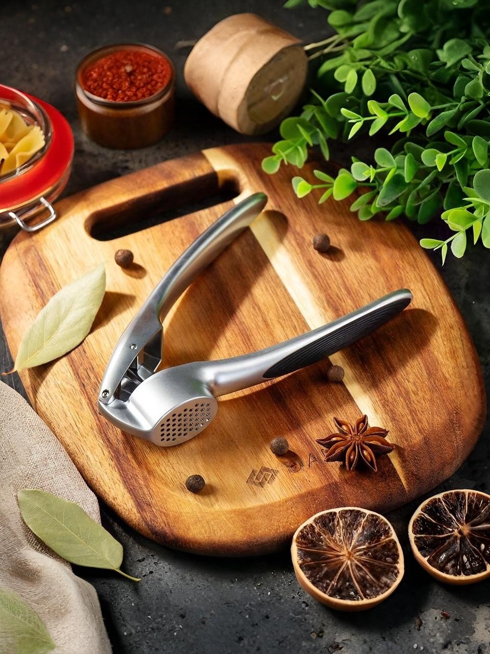 Пресс для чеснока Daniks, Laguna, металл, с металлической ручкой, хром, S-Z90714