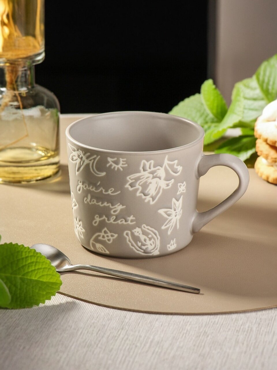 Кружка керамика, 380 мл, Flowers, Daniks, BR404