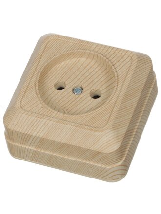 Розетка открытой установки, 1 гнездо, без заземления, 10 А, IP20, сосна, TDM Electric, Ладога, SQ1801-0049