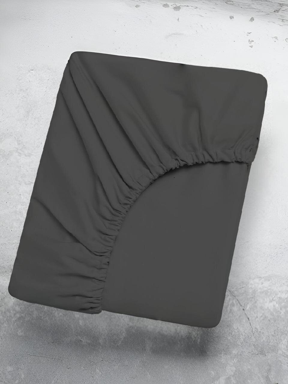 Простыня 2-спальная, 160 х 200 х 25 см, 100% хлопок, перкаль, 110 г/м2, на резинке, Silvano, Графит, ТТ-00329826