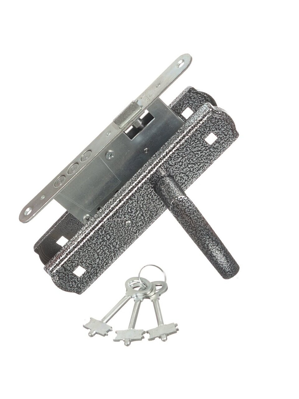 Замок врезной Avers, ЗВ9-4-1-4, 20751, ручка в комплекте, сувальдный, серебряный