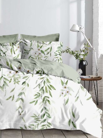 Постельное белье евро, простыня 215х240 см, 2 наволочки 70х70 см, пододеяльник 200х215 см, Майская ночь, микросатин, Флора, SJT2503-7