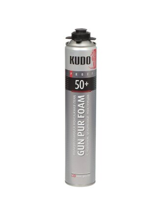 Пена монтажная KUDO, Proff 50+, профессиональная, 50 л, 1 л, летняя, KUPP10S50+