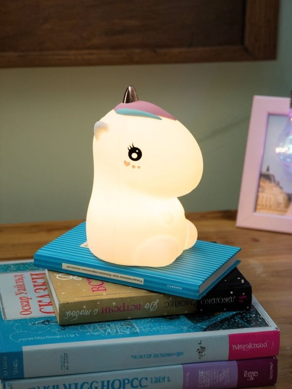 Ночник Единорог, настольный, силикон, пластик, USB с 3 режимами, RGB-свечение, 503-003