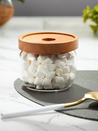 Банка для сыпучих продуктов, стекло, 0.25 л, 9х7 см, с крышкой, Y4-9009
