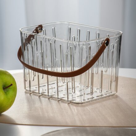 Корзина кухонная для хранения, 12х16х11 см, прямоугольная, пластик, с ручкой, Y4-9244