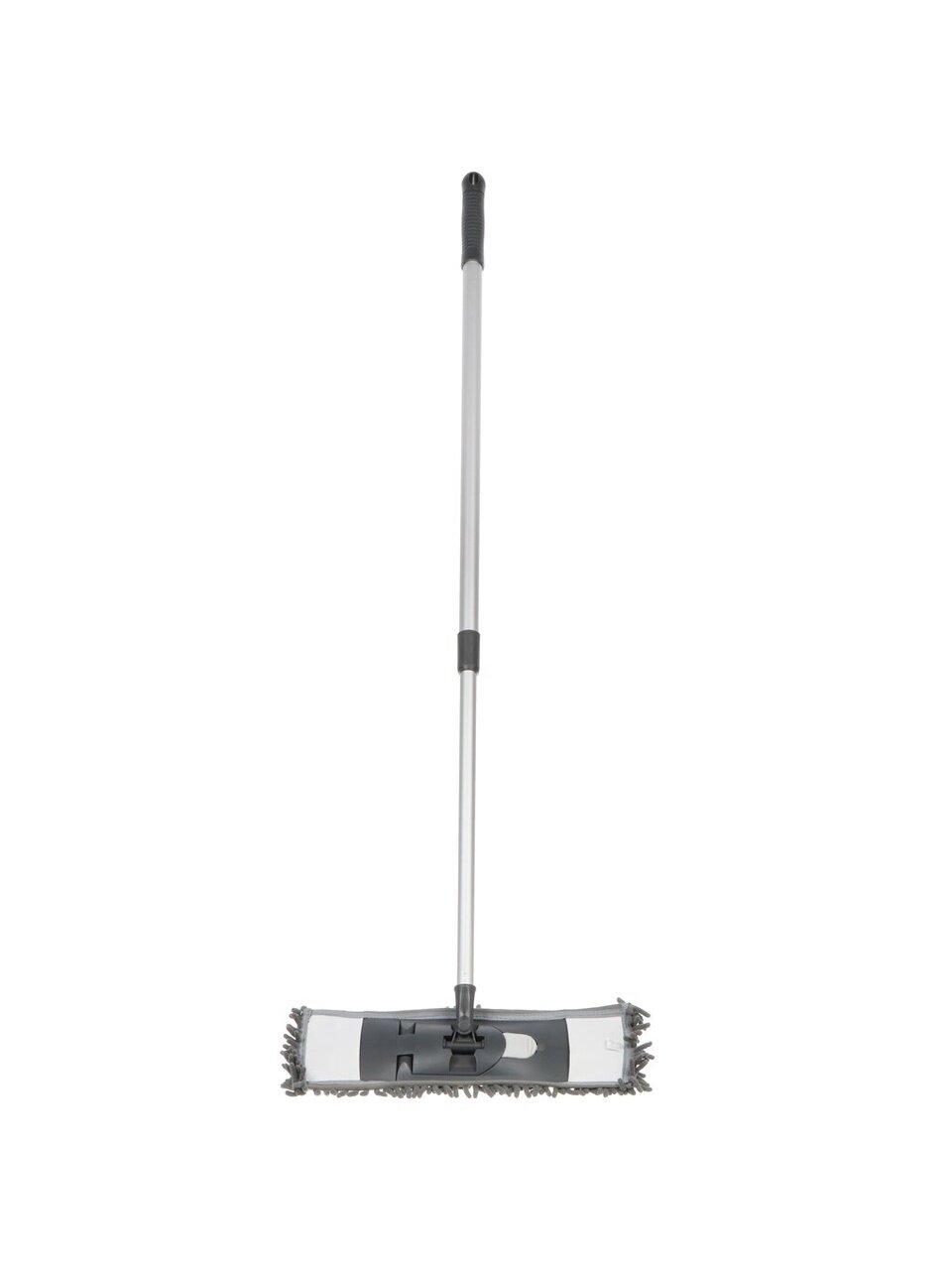Швабра плоская, микрофибра, 101х45х15 см, серая, телескопическая ручка, серо-графитная, 2 насадки, Bossclean, 10-4509-73