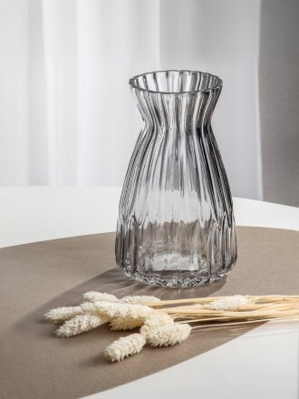 Ваза стекло, настольная, 20х12 см, Мальва, Y4-11062, серая