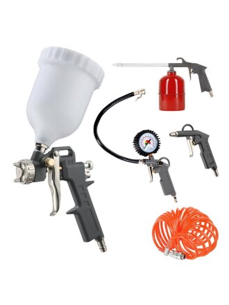 Набор пневмоинструмента быстросъемный, 5 предметов, быстросъемный соединитель, краскораспылитель с верхним бачком, Patriot, KIT 5 A