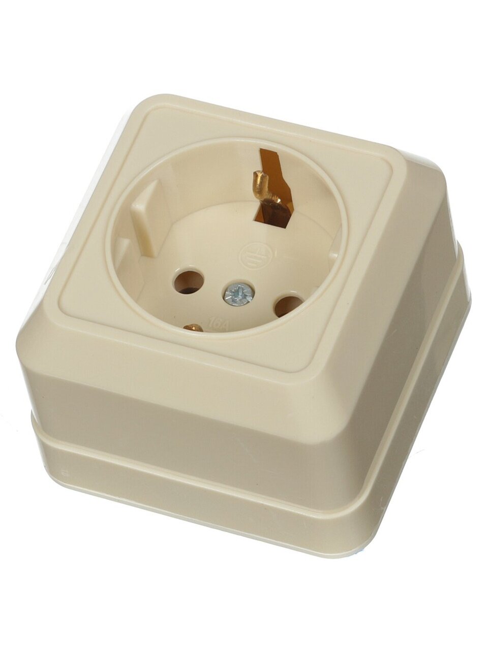 Розетка открытой установки, 1 гнездо, с заземлением, 16 А, IP20, слоновая кость, TDM Electric, Ладога, SQ1801-0016