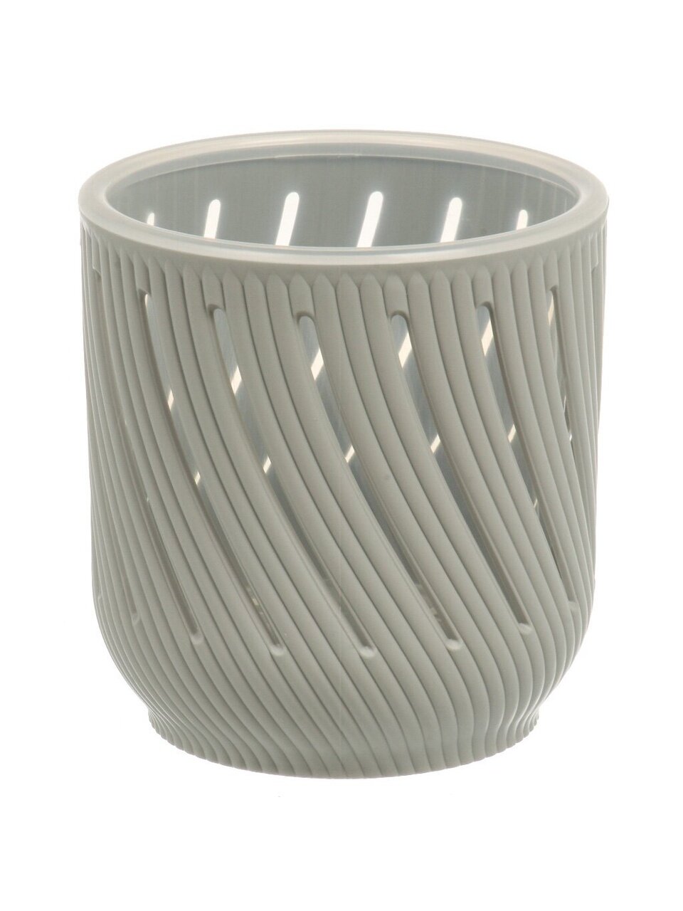 Кашпо пластик, 1.3 л, 12.5х13.2 см, серый жемчуг, La Decoro, Fleurs, КШ-3681
